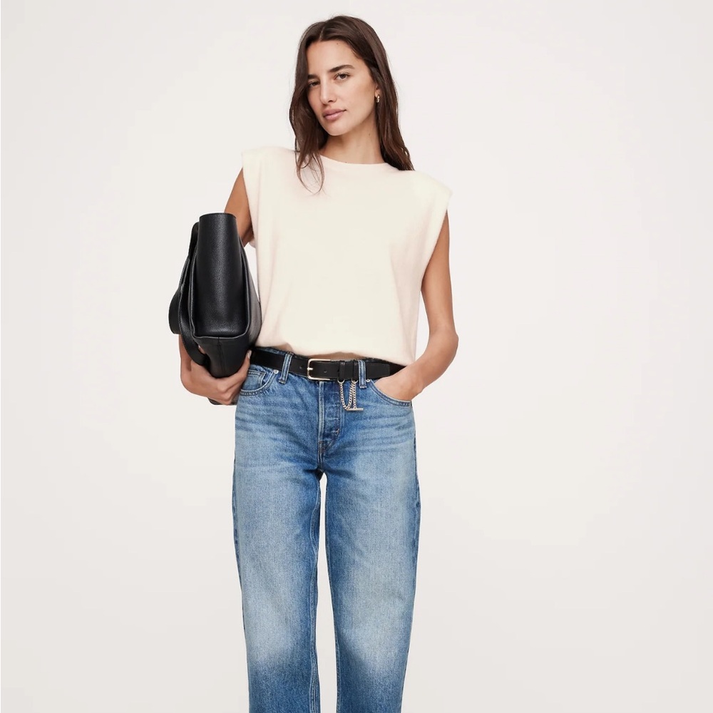 100% Cashmere padded-shoulder top